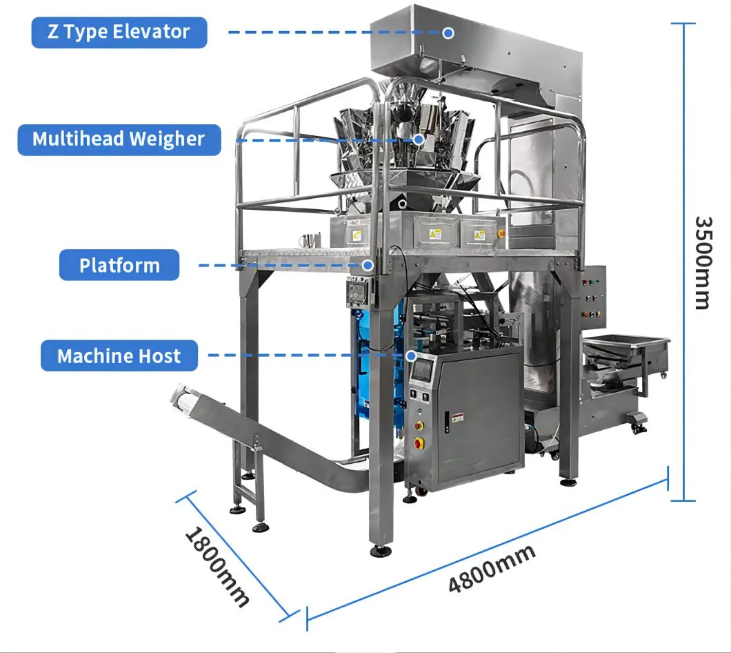 Automatic Multi-Head Scale Doypack Standup Bag Coffee Powder Granule Pouch Weigh Filling Machine